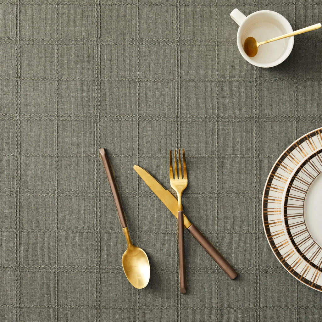 Linen Checked Square Table Cloth 52x52 Inch Olive
