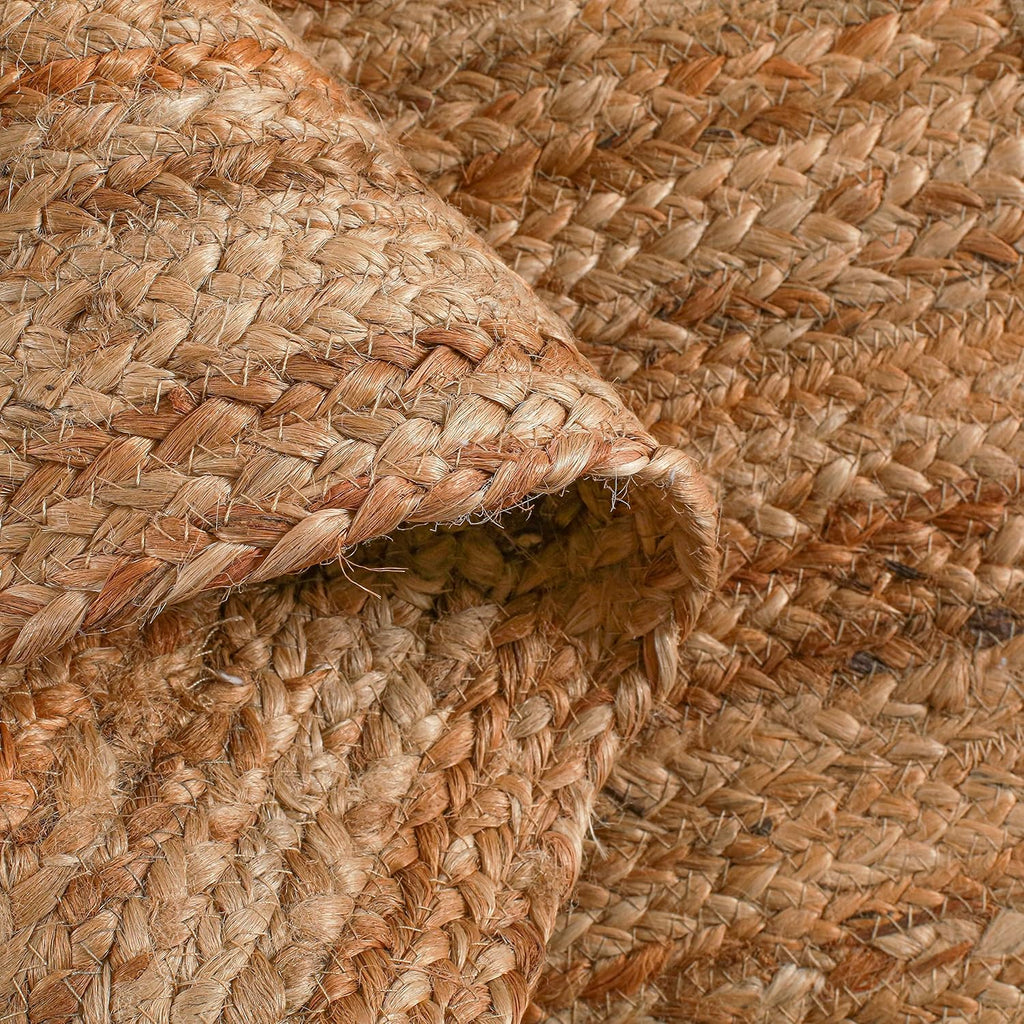 Jute Braided Round Rug, Natural, 6 ft | 100% natural jute, hand woven, reversible, boho farmhouse style