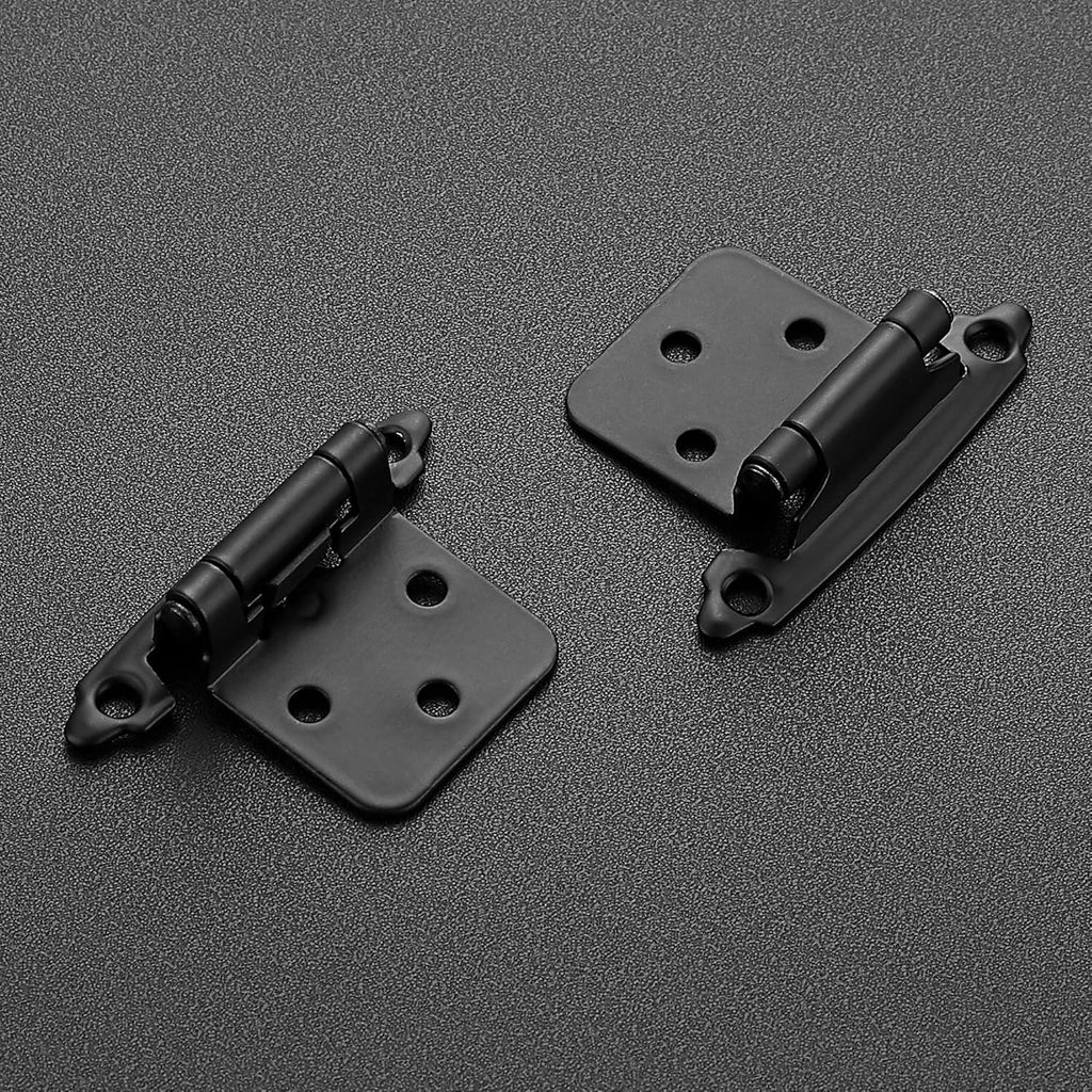 60 Pack (30 Pairs) 1/2" Overlay (Variable) Cabinet Hinges, Self-Closing Semi-Concealed Face Mount, Matte Black