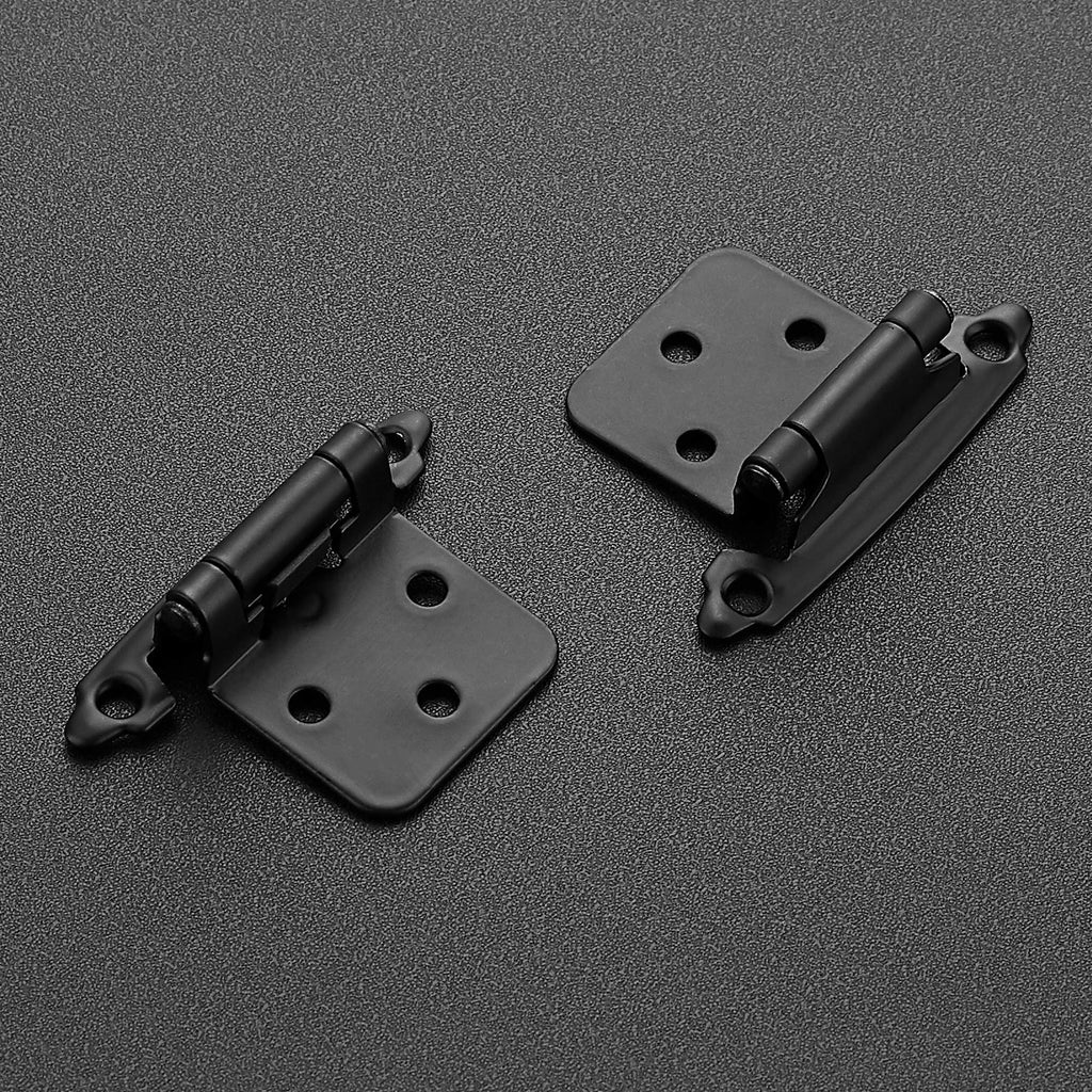 Matte Black Cabinet Hinges, 1/2 Inch Overlay, 4 Pack (2 Pairs)