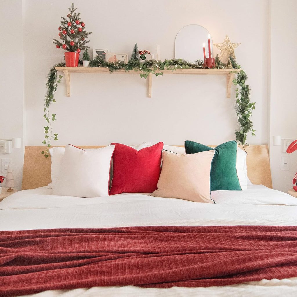 Christmas Decorative Throw Pillow Covers Cushion Cases Soft Velvet Double-Sided Designs, Mix and Match - Set of 4