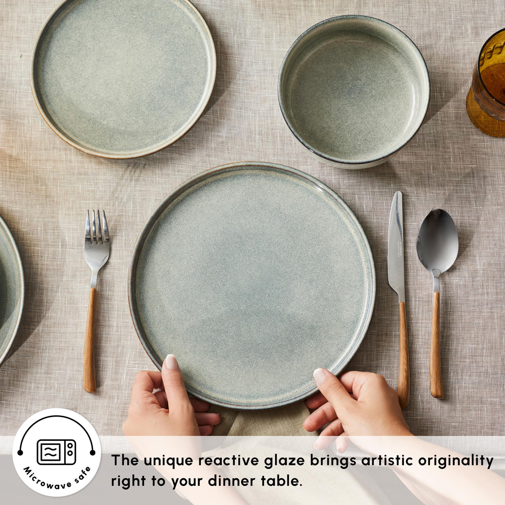 New Skal 18-Piece Dinnerware Sets for 6 People, Modern Design, Stoneware Dinner Set, Kitchen Plates Bowls, Reactive