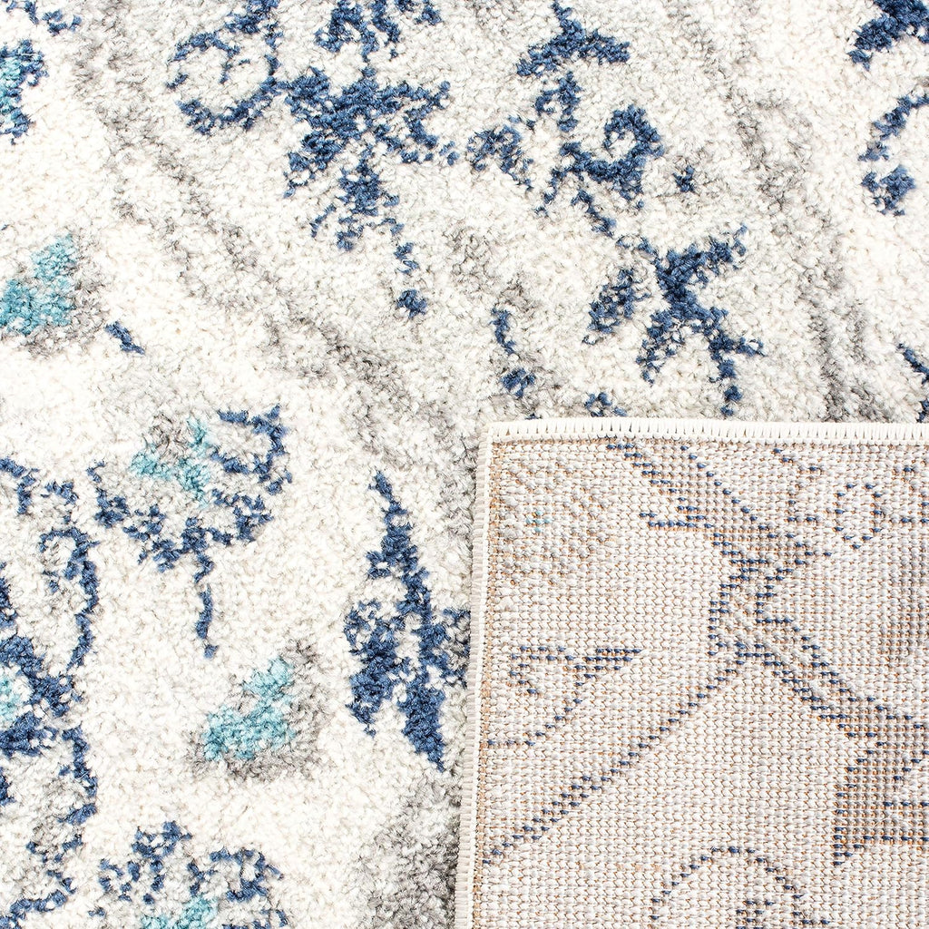 Madison Collection Area Rug - 5'3" Square, Cream & Light Grey, Boho Chic Glam Paisley Design, Non-Shedding & Easy