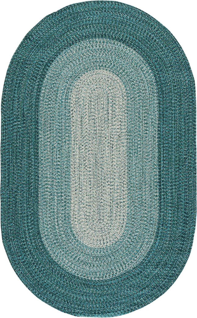 Braided Indoor/Outdoor Oval Rug 4x6, Ivory & Turquoise BRA220K