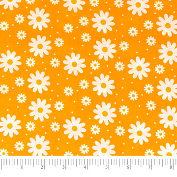 Fabrics, 100% Cotton Print, 44 Inch Wide, Quilt and Craft Fabric for Sewing, Small White Flowers On Yellow, Cut by