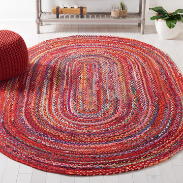 Braided Oval Rug 6x8, Rust & Multi BRD452P