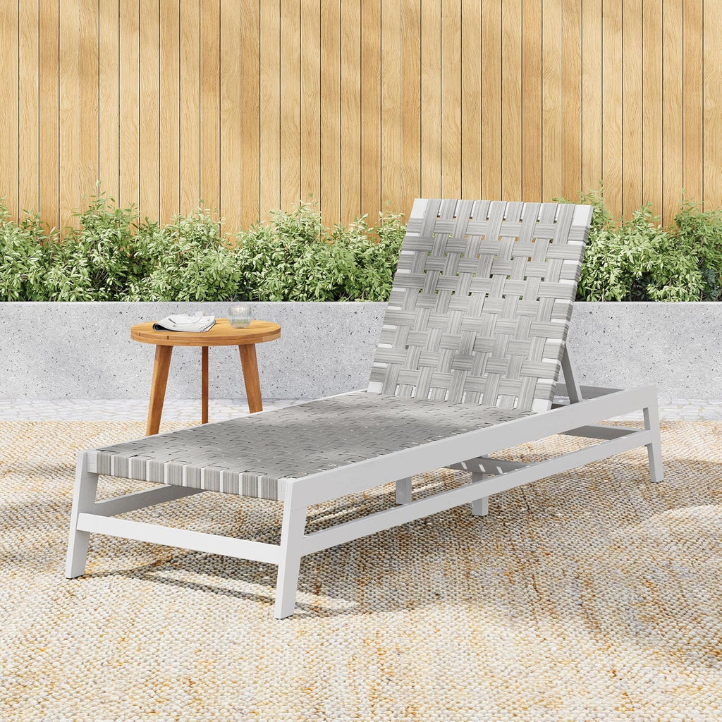 83" Acacia Wood Chaise Lounge Chair Outdoor, Modern Lazy Sofa with 4-Position Adjustable seat, Sleeper Couch