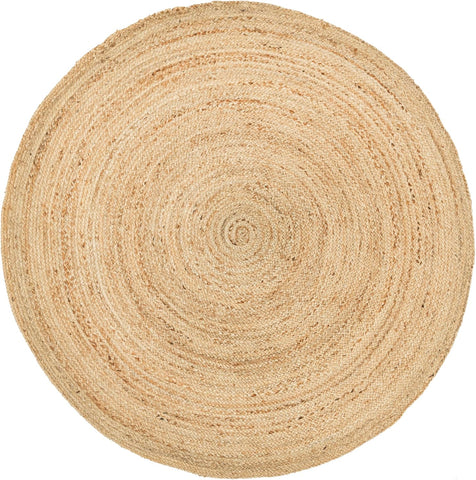 6ft Round Natural Jute Rug - Handwoven Braided Reversible Vintage Area Rug Farmhouse Rustic and Bohe