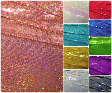 3mm Micro Mini Holographic Sequins on Stretch Polyester Spandex Jersey Fabric (Peach)