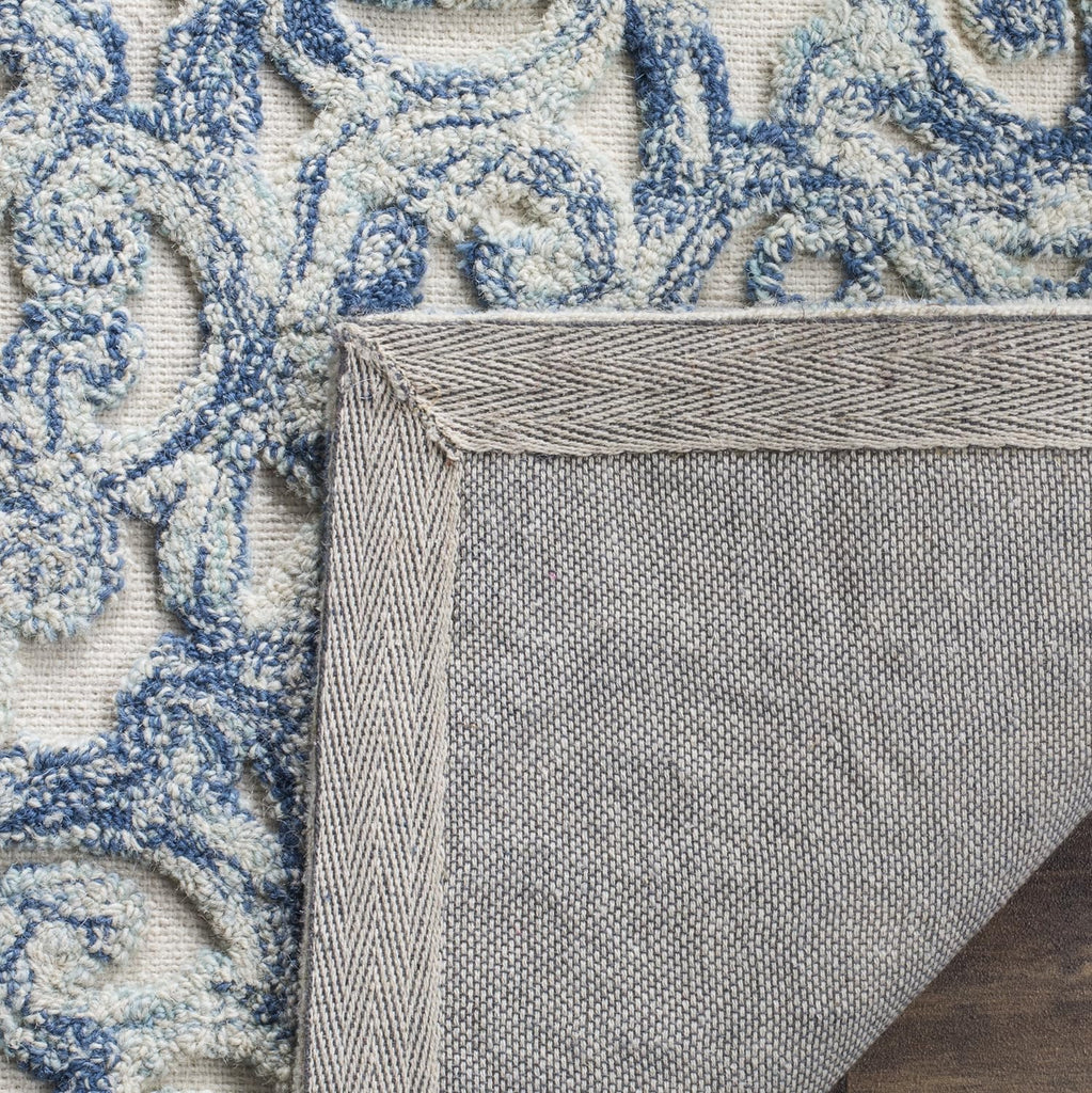 Trace Area Rug - 10' x 14', Blue & Ivory, Handmade Wool