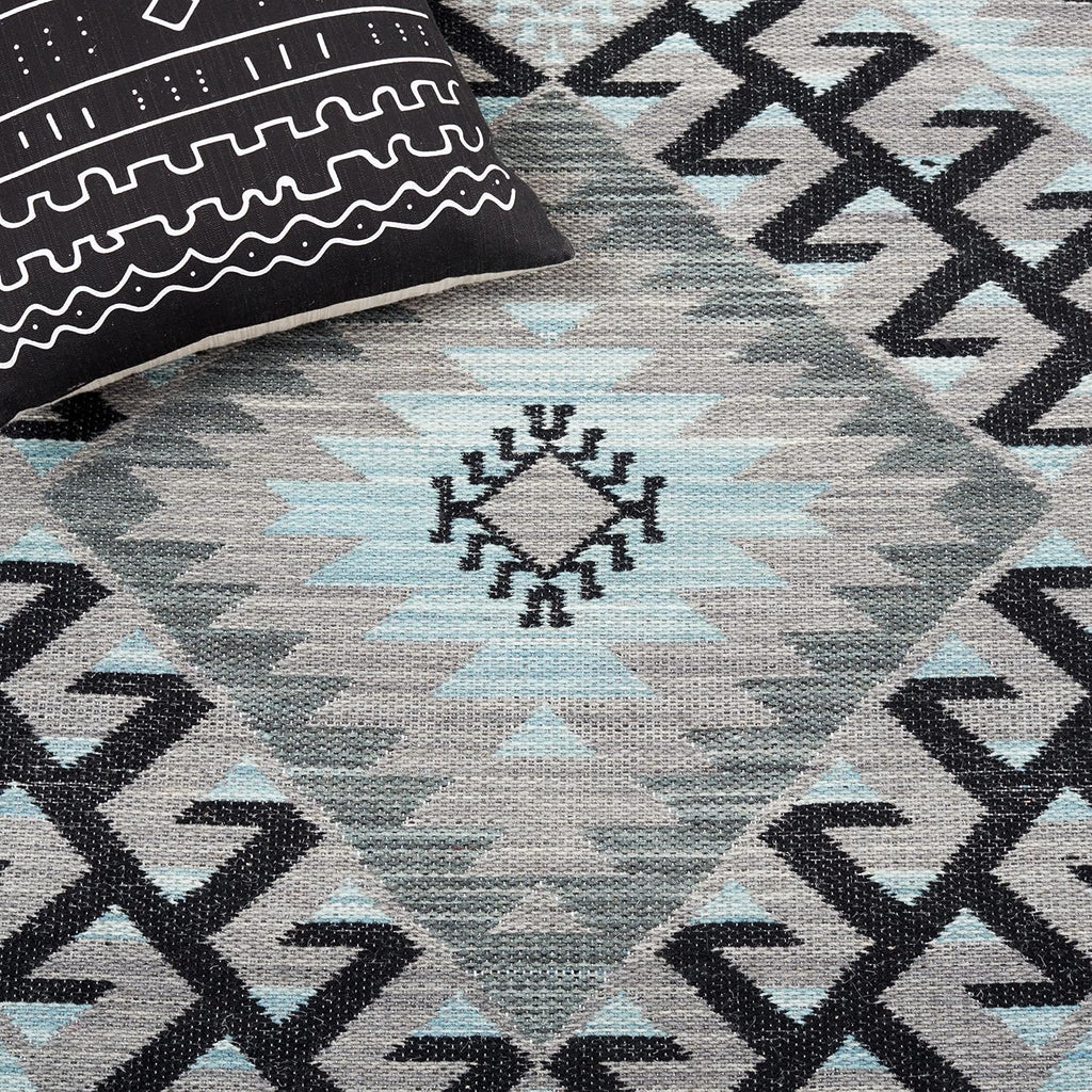 Kilim Collection Area Rug, Grey & Black, Handmade Tribal Southwestern Boho Rustic Wool, Ideal for High