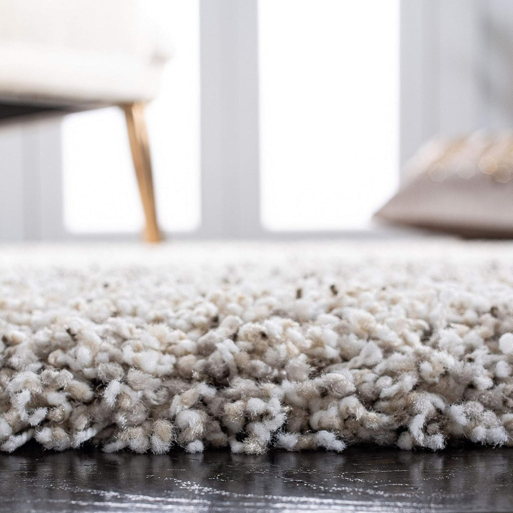 Hudson Shag Square Rug 7', Plush Ivory & Grey SGH295B