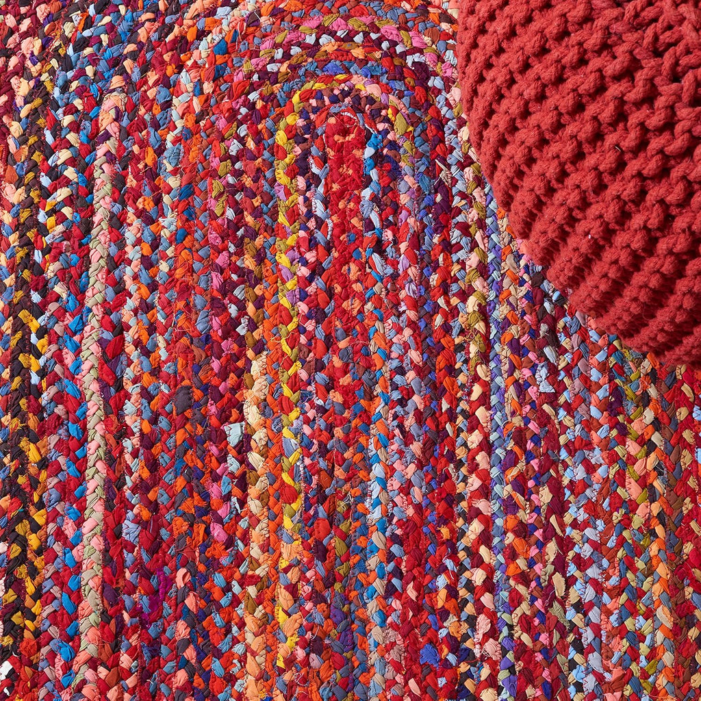 Braided Cotton Oval Rug 6'x9', Farmhouse Rust & Multi BRD452P