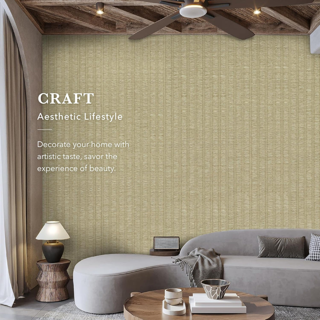 Jute Grasscloth Wallpaper, Serene | Boho Woven Wall Covering , Non-Pasted Single Roll, 23" W x 96" L