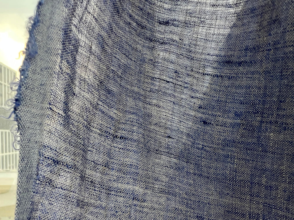 100% Linen Fabric - Yarn Dyed Chambray, Pre-Washed, Lightweight Crisp & Cool Handfeel, 52-54" Wide - (Dusky Blue