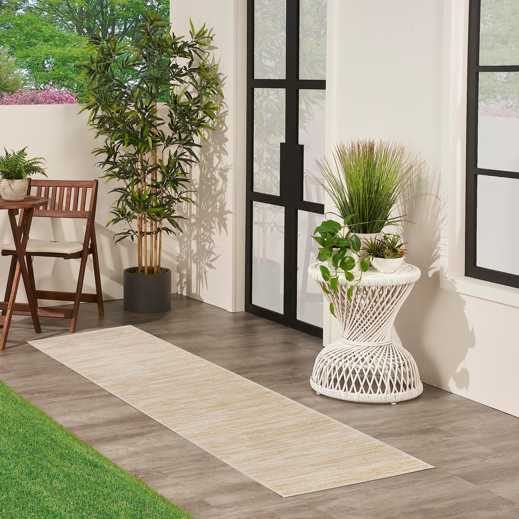 Essentials Ivory Gold 2' x 6' Area Rug - Easy Clean, Non Shedding, Bed Room, Living Room, Dining Room, Kitchen