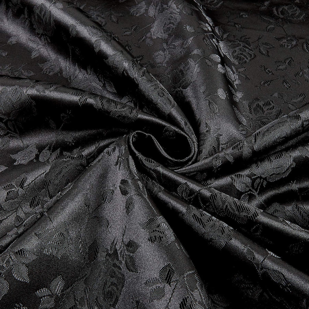 Satin Jacquard Black, Fabric by the Yard