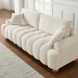 VANOMi Boucle Sofa Couch, 91" Comfy Tufted Upholstered Cloud Couches, Modern 3 Seater Sofa with Pillows