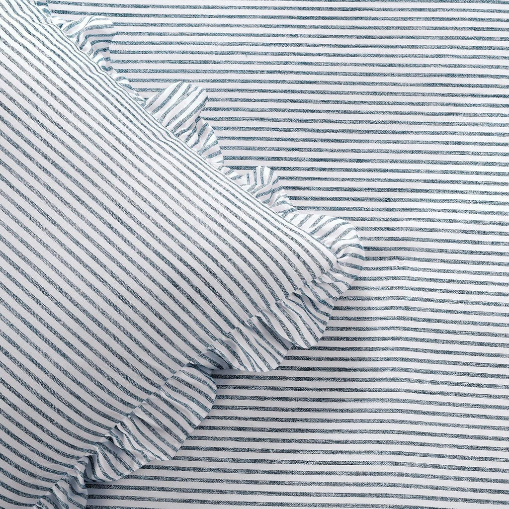 Stripe Bedspread King 3 Piece Set Navy - Ruffle Bedding Set King Bedspreads - Striped Bedding - Farmhouse &