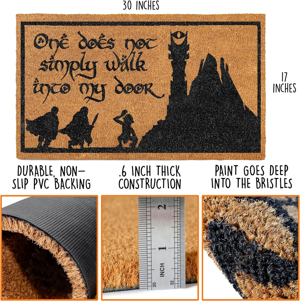 One Does Not Simply Walk to My Door Mat 30x17 Inch Trilogy Welcome Mat Coir | Funny Entryway Decor, Fantasy Fan Gift