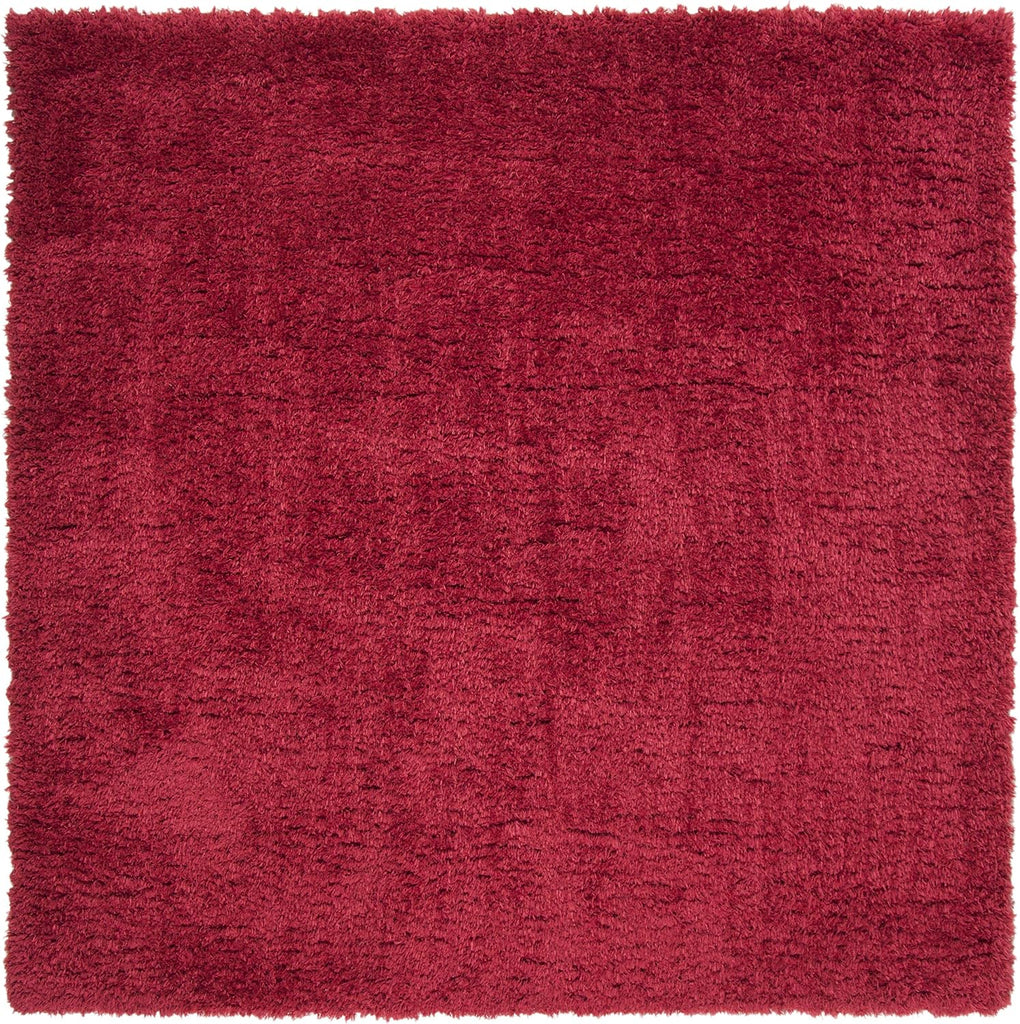 Madrid Shag Collection Area Rug - 8' Square, Red, Solid Design, Non-Shedding & Easy Care, 2-inch Thick Ideal for High