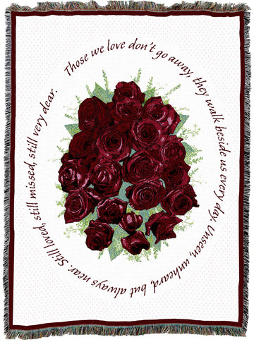 Bundle of Red Roses XL Blanket - Those We Love Don't Go Away Blanket - Sympathy Bereavement Gift Tapestry Throw Woven