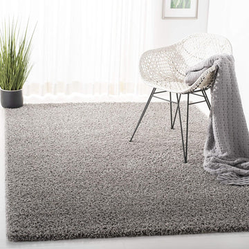 Primo Shag Collection Area Rug - 5'3" x 7'6", Light Grey, Solid Design, Non-Shedding & Easy Care, 1.2-inch Thick