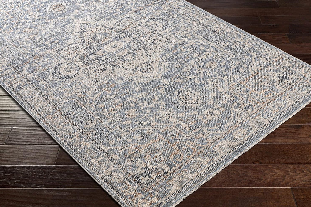 Warminister Hallway, Kitchen Runner Rug - Medallion Floral Border Distressed Faded - Traditional Oriental