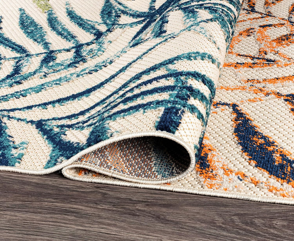 Palm Bahama Indoor/Outdoor Floral Patio Runner Rug Multi