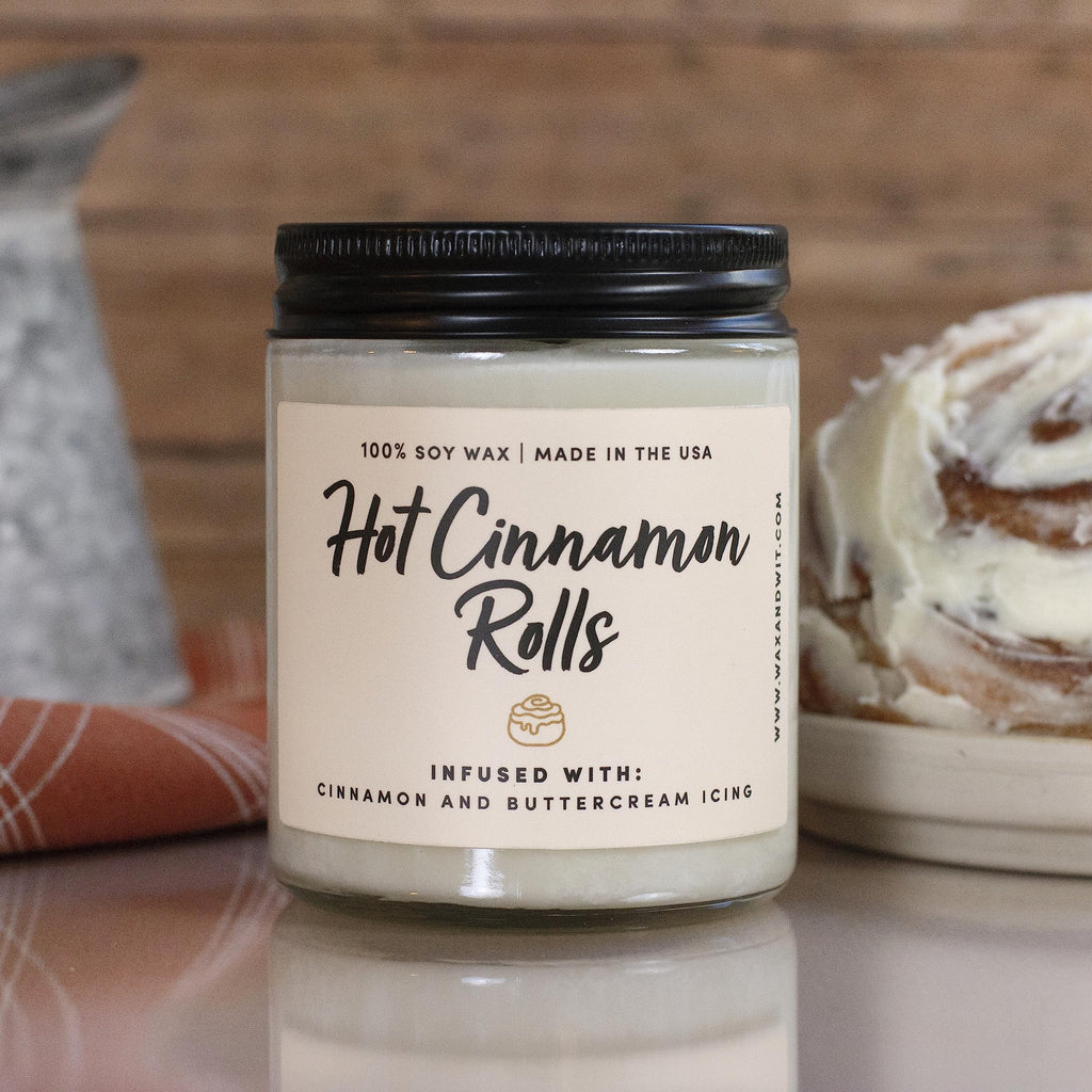 Cinnamon Roll Candle, 9 oz Soy Jar, Buttercream Bakery Scent