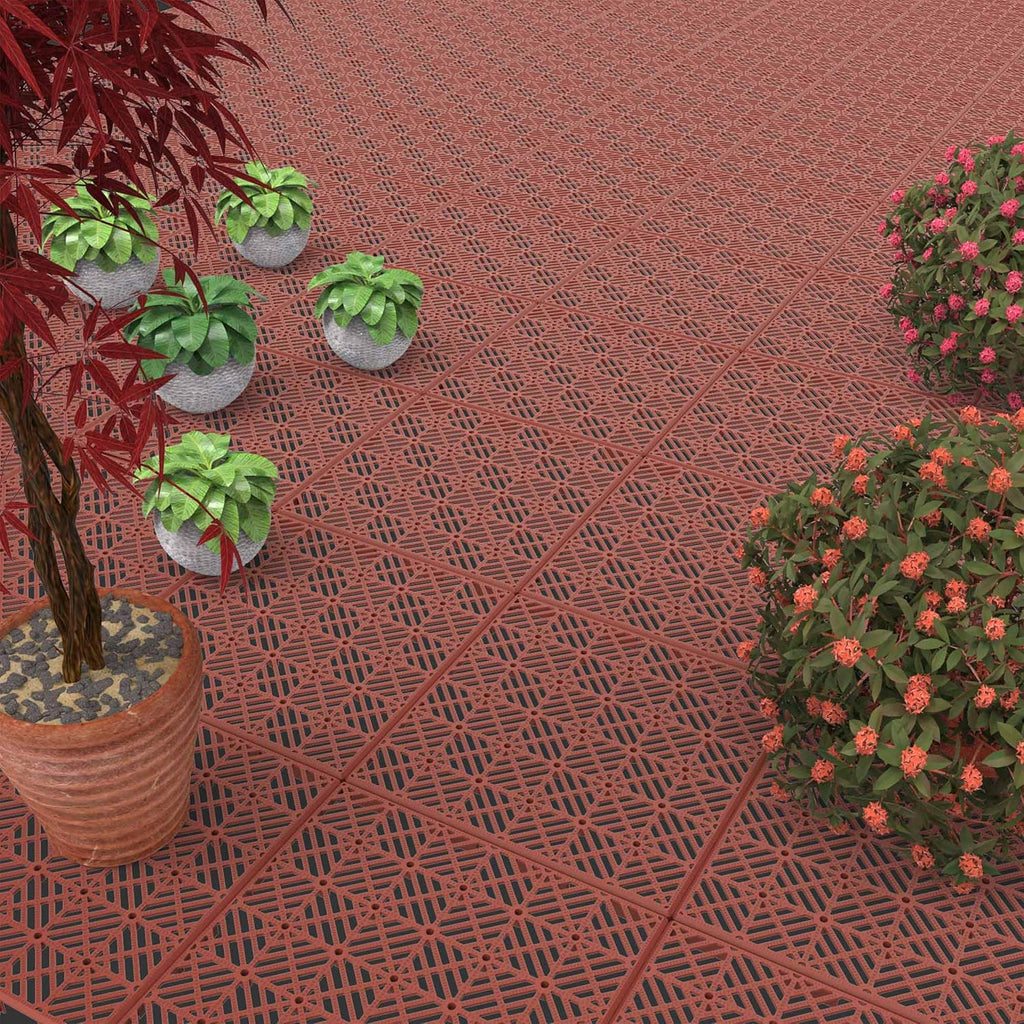 Deck Tiles - 6-Pack Pavers - Polypropylene Interlocking Patio Tiles - Outdoor Flooring for Patio, Porch, Garage, or