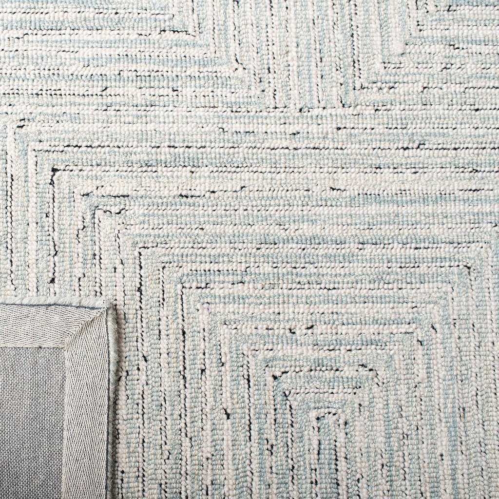 Micro-Loop Area Rug - 10' x 14', Light Grey & Ivory, Handmade Wool