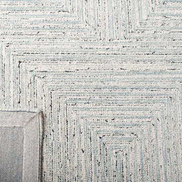 Micro-Loop Collection Area Rug - 10' x 14', Light Grey & Ivory, Handmade Wool, Ideal for High Traffic Areas in Living
