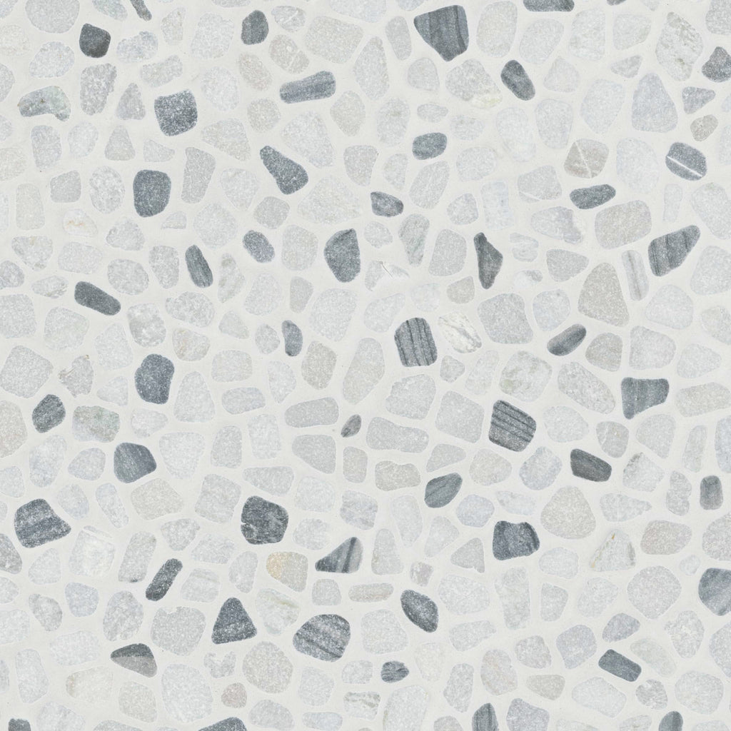 Marble Wall Tile | Black and White Pebbles Pattern Tumbled | 12" x 12"