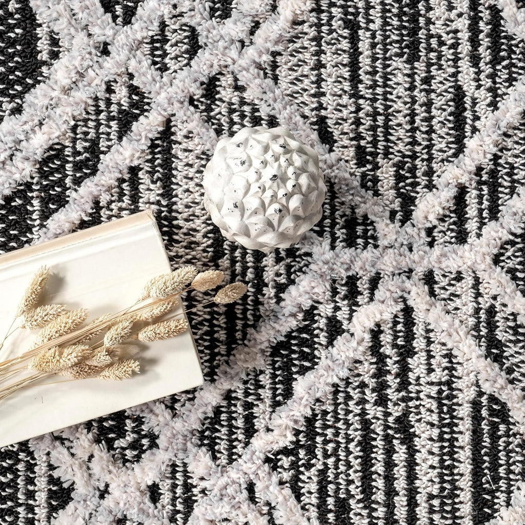 Ansley Grey Trellis Power Loomed Area Rug