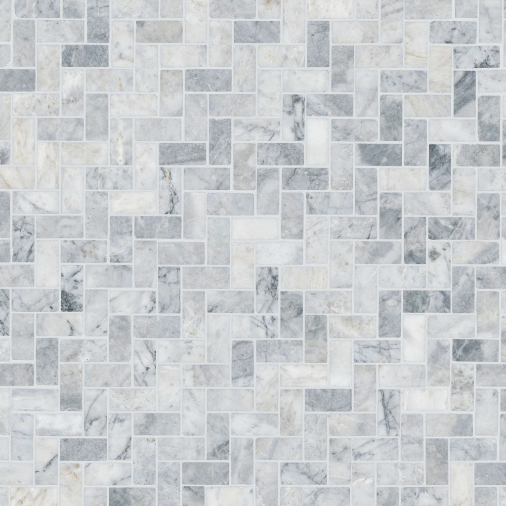Mesh Mounted Marble Floor & Wall Tile| Capri Blue | 1" x 2"