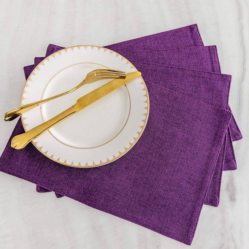 Cloth Placemats Set of 8 Heat Resistant Dining Table Place Mats Table, 13 x 19 inches, Purple