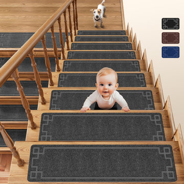 Grey for Wooden Steps 15 Pack 30" X 8" Non Slip Stairs Runner