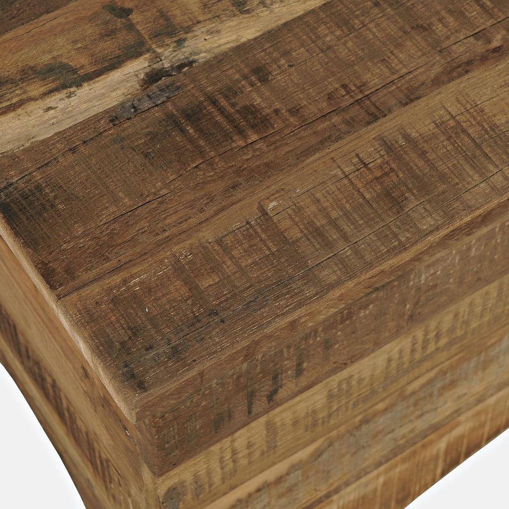 Reclamation Rustic Solid Wood Storage Chest Cabinet, Farmhouse Accent Cabinet Living Room, Unfinished Brown