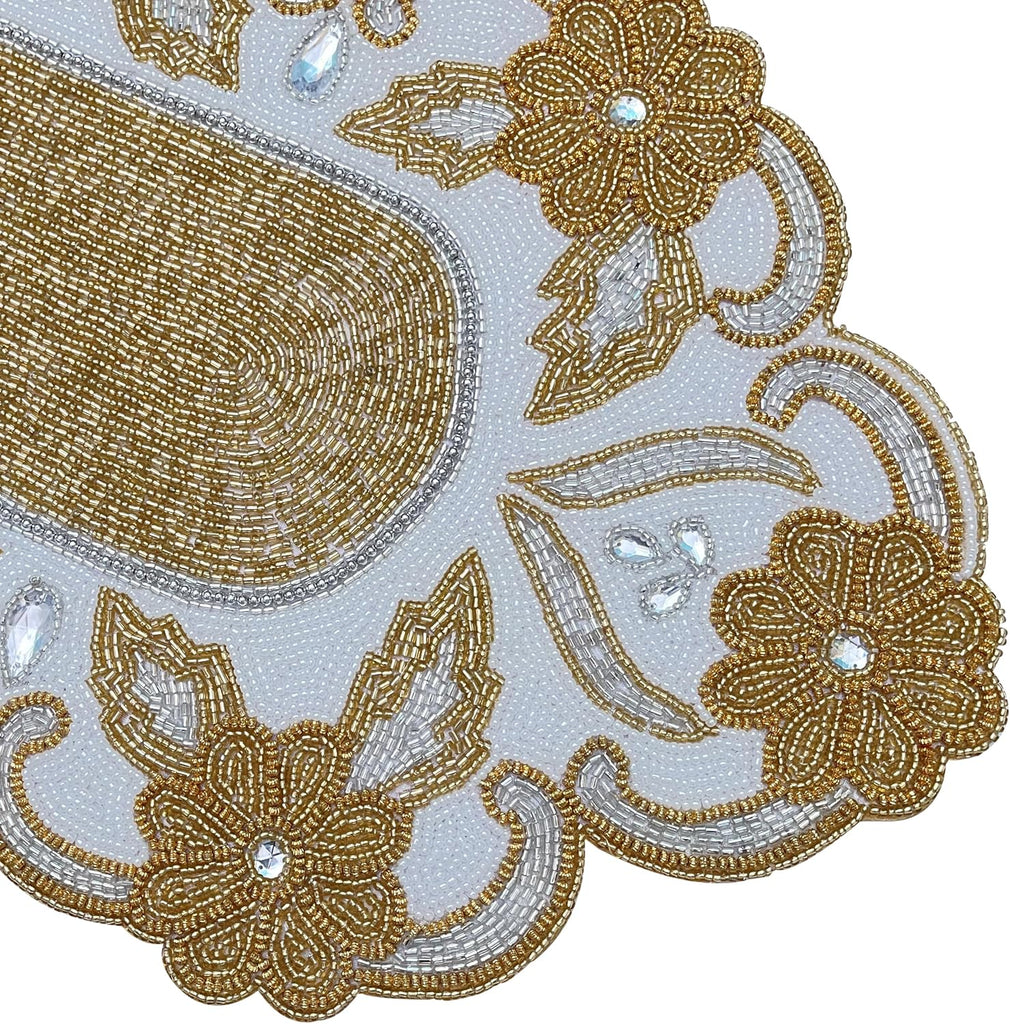 Elegant 36" Gold Beaded Table Runner - Handmade Decorative Beads Runner for Christmas & Thanksgiving - Festive
