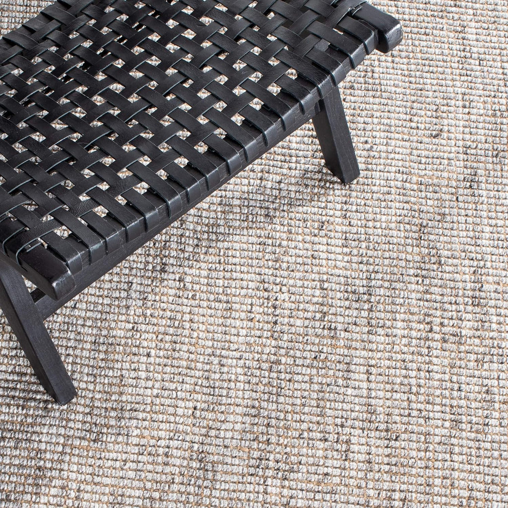 Area Rug - Natural Fiber Collection - Large - Grey & Natural, Handmade Woven Jute, Fringe Detail, Ideal, Dining