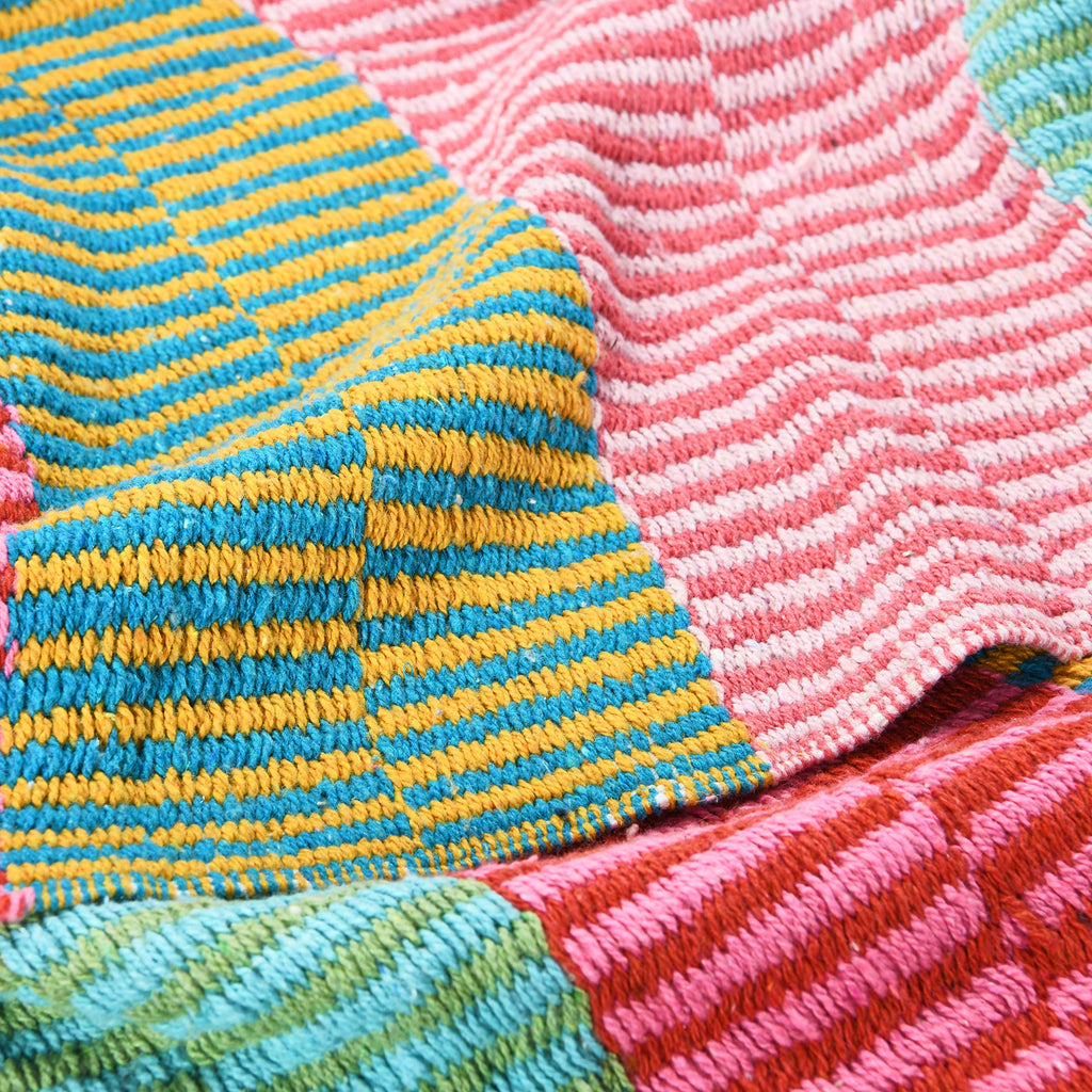 Woven Recycled Cotton Blend Striped Throw with Tassels, Multi Color