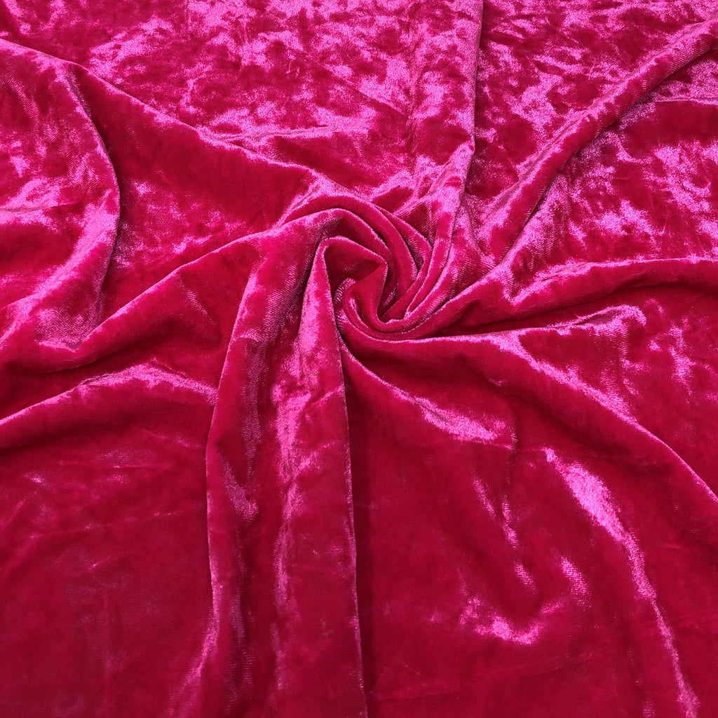 Crushed Stretch Velvet Solid (Fuschia Hot Pink) by Elotex International Fabric