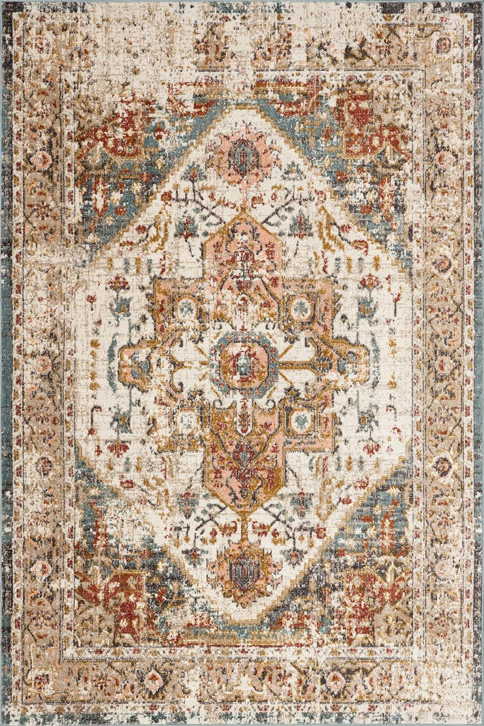 Justine Beige Medallion Power Loomed Area Rug, 8' x 10'