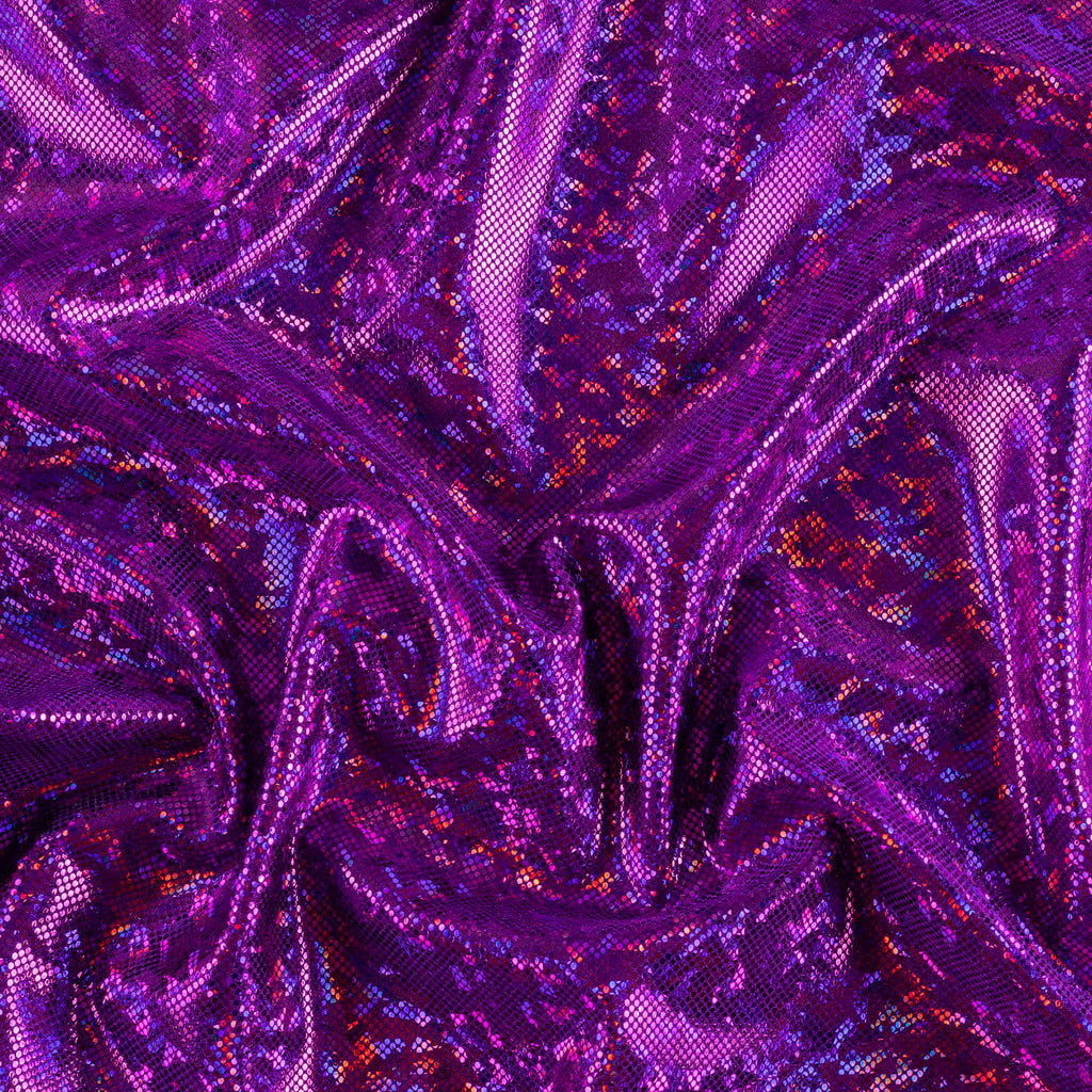 Shattered Hologram Lamé Stretch Knit Purple, Fabric by the Yard