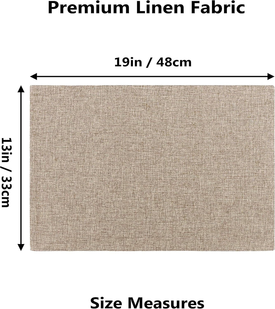 Cotton Linen Placemats Heat Resistant Textured Place mats Washable Cloth Placemats Dining Table, Natural - Set of 6