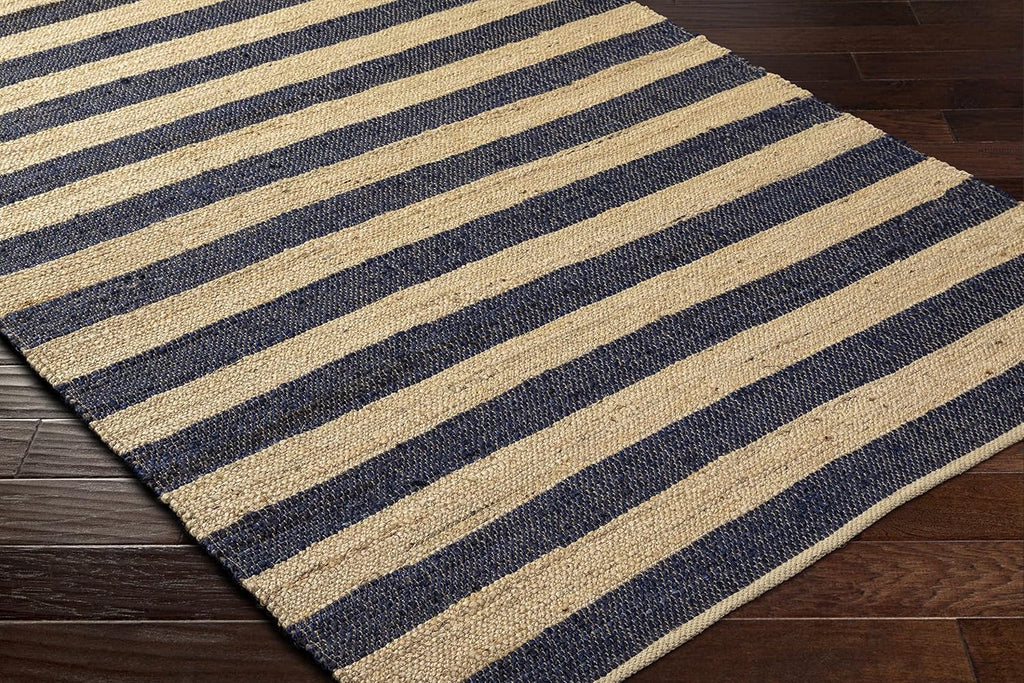 Pisani Jute Living Room, Bedroom Area Rug - Striped - Traditional Transitional Coastal Farmhouse Modern - Black