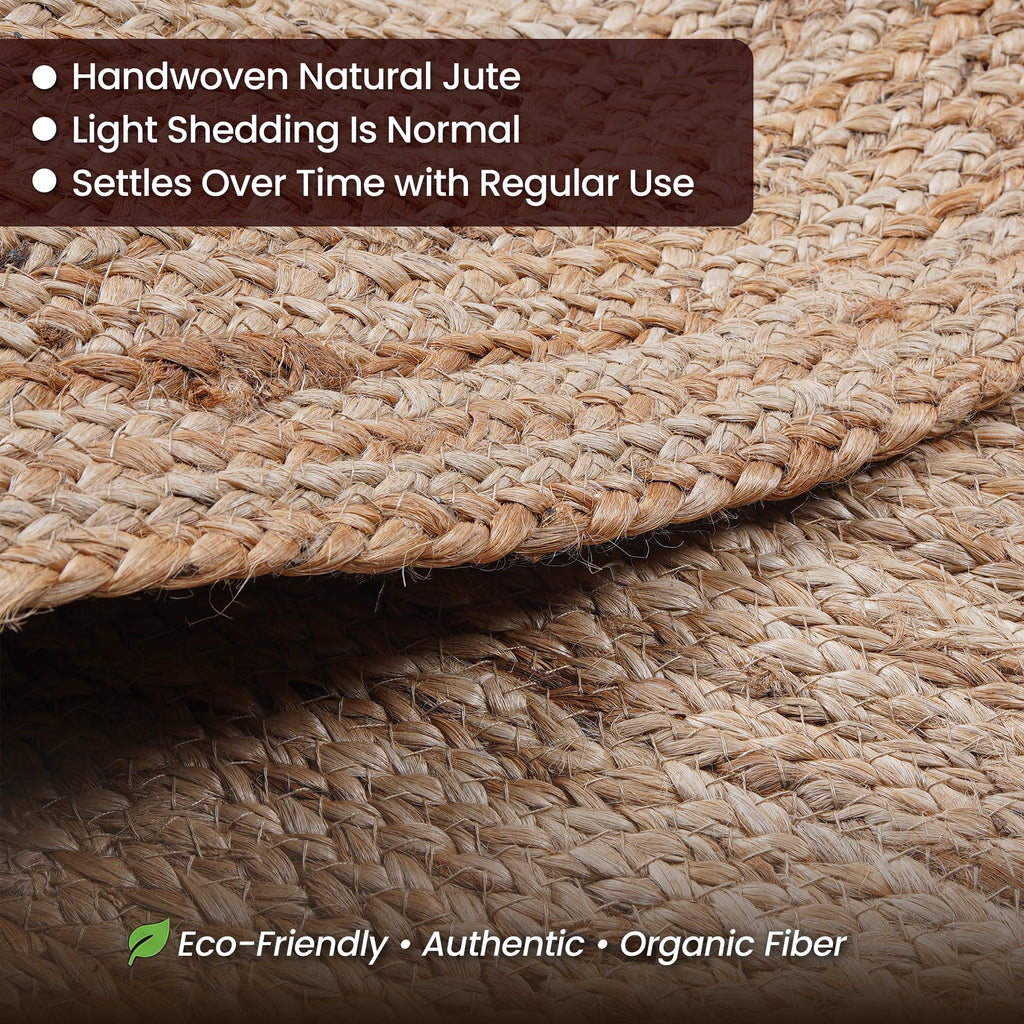 Rectangle Braided Jute Area Rug, Natural Fiber
