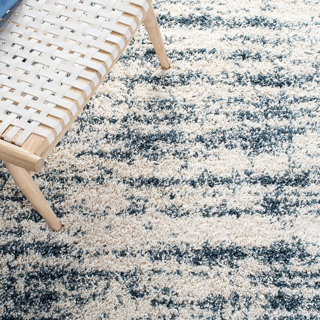 Hudson Shag Square Rug 7', Plush Ivory & Steel Blue SGH299A