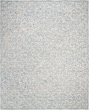 X Area Rug - 9' x 12', Blue & Ivory, Handmade Wool